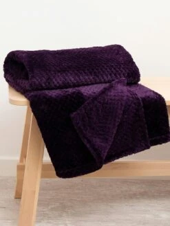 Purple Waffle Fleece Throw