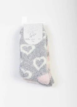 2 Pack Grey / Pink Snowsoft Socks