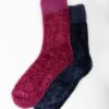 2 Pack Raspberry / Navy Velvet Socks -Casual Outfits Store 56651pvl f9a7a6cad9c18ee
