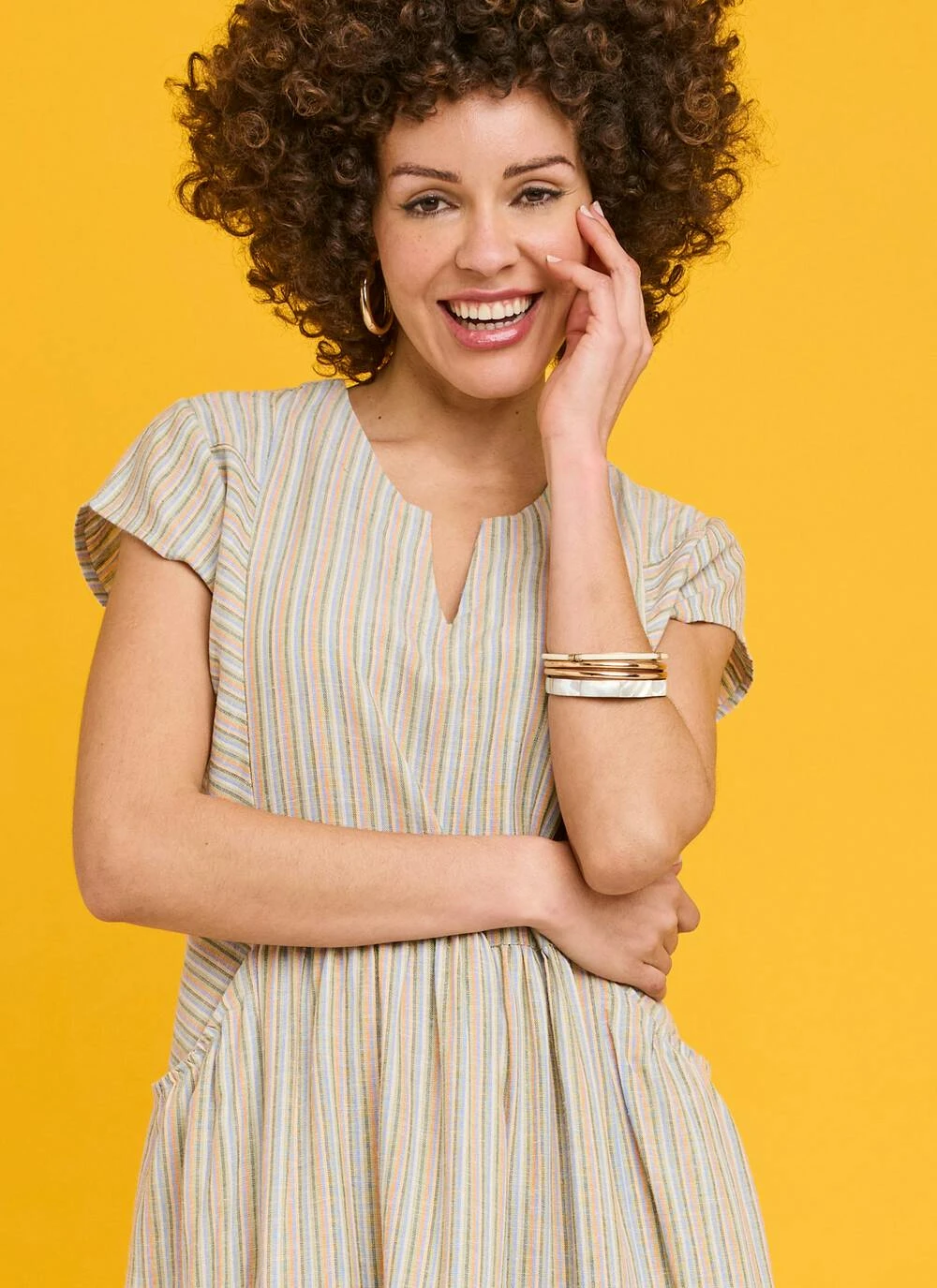 Linen Blend Stripe Midi Dress 4 Linen Blend Stripe Midi Dress - Image 2