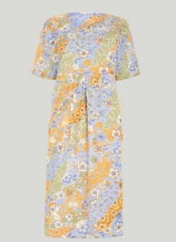 Cotton Blend Textured Midi Dress -Casual Outfits Store 60846pvl d2f252d300946e4