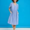 Linen Blend Striped Midi Dress -Casual Outfits Store 60878pvl 5d5c5c85351fc98