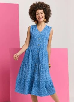 Pure Cotton Jersey Mixed Print Dress -Casual Outfits Store 60904pvl b3856e504311f1e