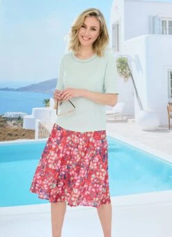 Printed A Line Midi Skirt