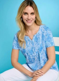 Pure Cotton Printed Notch Neck T-Shirt