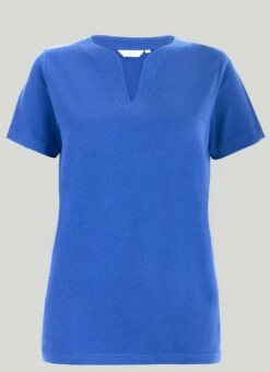 Pure Cotton Notch Neck T-Shirt -Casual Outfits Store 61498pvl bbe323515346d95