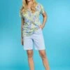 Cotton Blend Seersucker Stripe Shorts -Casual Outfits Store 61513pvl c4b2ecbad963ed6