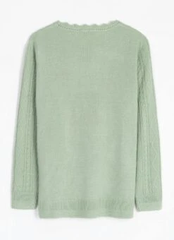 Cable Knit Scallop Edge Crew Neck Jumper -Casual Outfits Store 62157pvl e1d041d4c4a02be