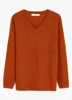 Textured Stitch V Neck Jumper -Casual Outfits Store 62163pvl e5995e24ee7fc21