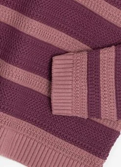 Pure Cotton Textured Crew Neck Striped Jumper -Casual Outfits Store 62217pvl 64dce34d26520fe