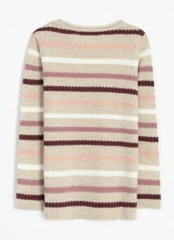 Textured Stitch Striped Crew Neck Jumper -Casual Outfits Store 62246pvl cfc6790ad0e26f4