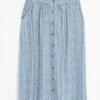 Linen Blend Stripe Midi Skirt -Casual Outfits Store 62408pvl 5086ed7b14c874e