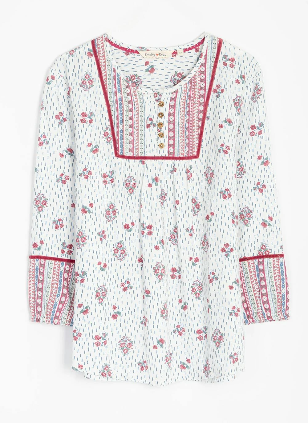 Pure Cotton Printed Pintuck Blouse 5 Pure Cotton Printed Pintuck Blouse - Image 3