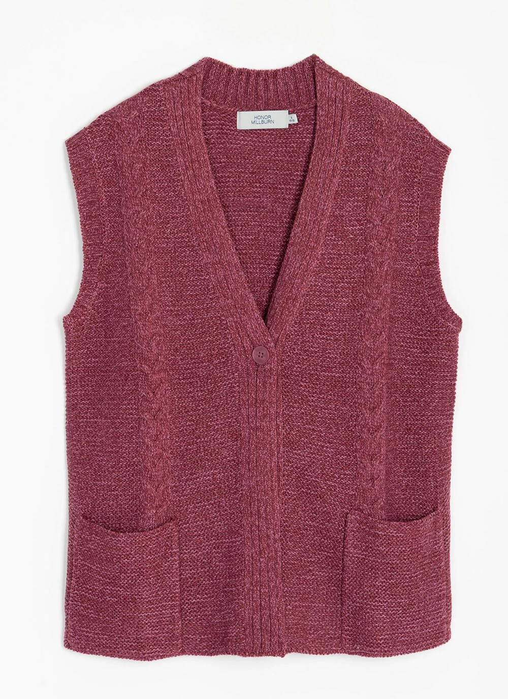 Single Cable Knit V- Neck Waistcoat 5 Single Cable Knit V- Neck Waistcoat - Image 3