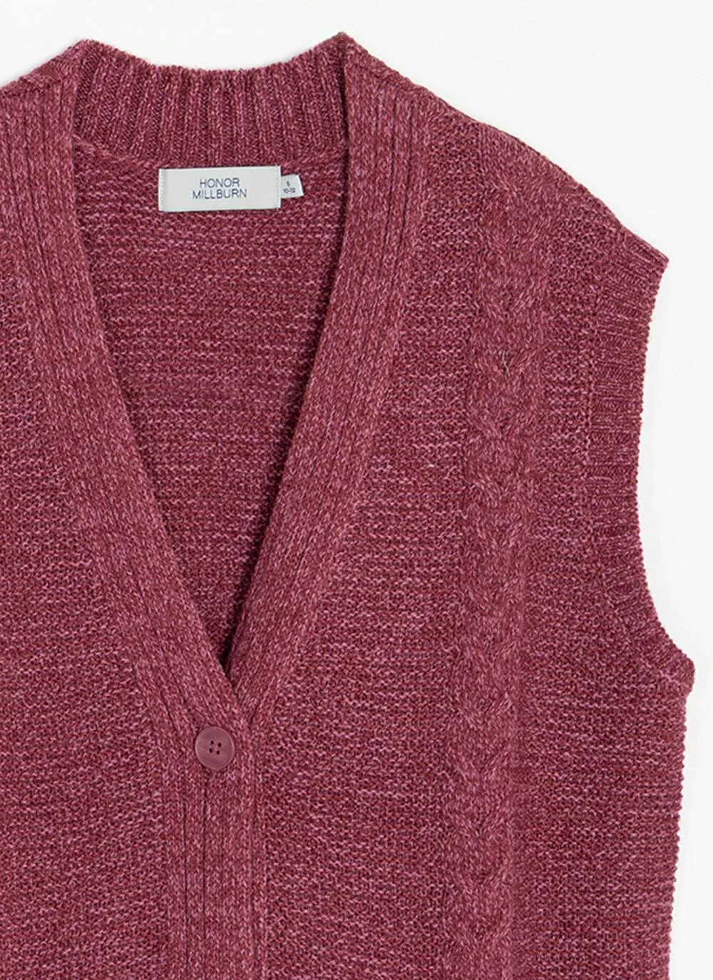 Single Cable Knit V- Neck Waistcoat 6 Single Cable Knit V- Neck Waistcoat - Image 4