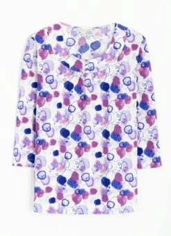 Textured Ruched Neck Print Top -Casual Outfits Store 63563pvl 5511946bc40efb4