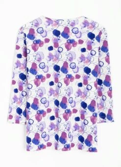 Textured Ruched Neck Print Top -Casual Outfits Store 63574pvl 9c20bf9b63b36c9