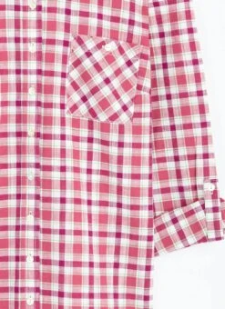 Pure Cotton Round Neck Check Blouse -Casual Outfits Store 63704pvl c698e927ccf3c79