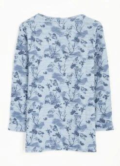 Cotton Rich Textured Crew Neck Printed Top -Casual Outfits Store 63714pvl 491ad3f12de70a3