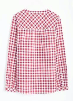 Pure Cotton Round Neck Check Blouse -Casual Outfits Store 63759pvl 4cca66e5fe0db98