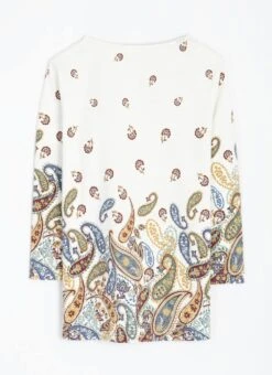 Pure Cotton Jersey Border Print Top -Casual Outfits Store 63903pvl a524bcad8cea53b