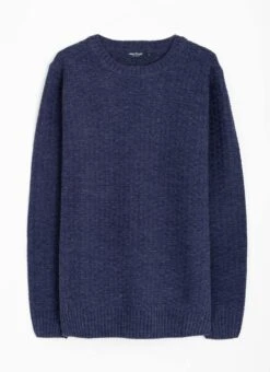 Textured Knit With Wool Crew Neck Jumper