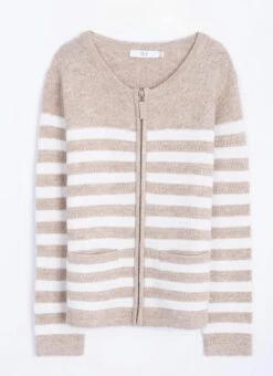 Striped Crew Neck Cardigan