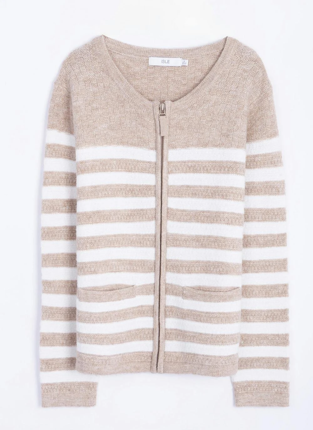 Striped Crew Neck Cardigan 3 Striped Crew Neck Cardigan