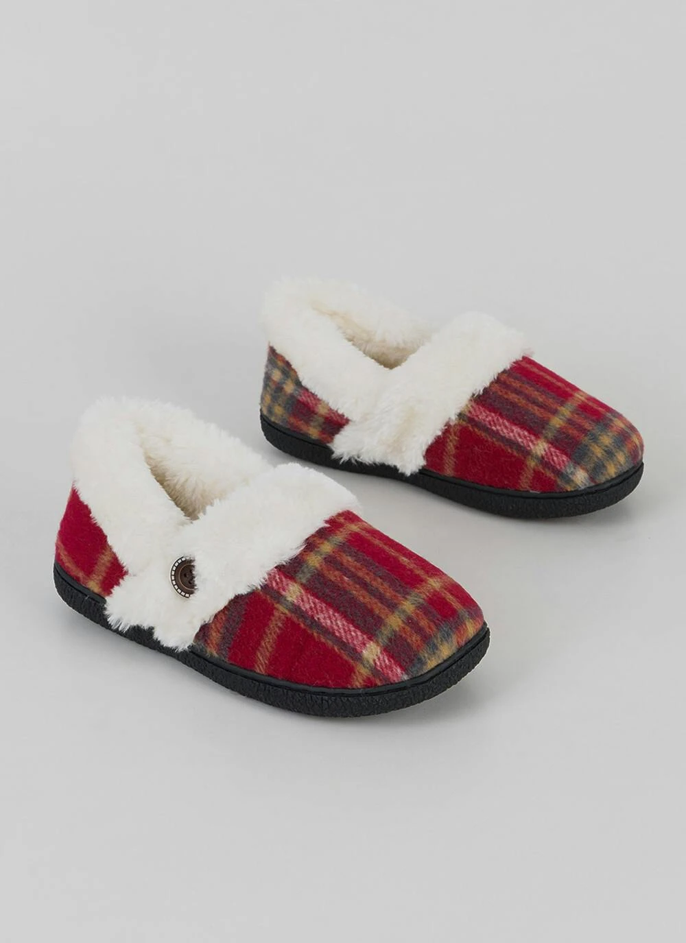 Comfy Faux Fur Lined Check Full Slippers 3 Comfy Faux Fur Lined Check Full Slippers