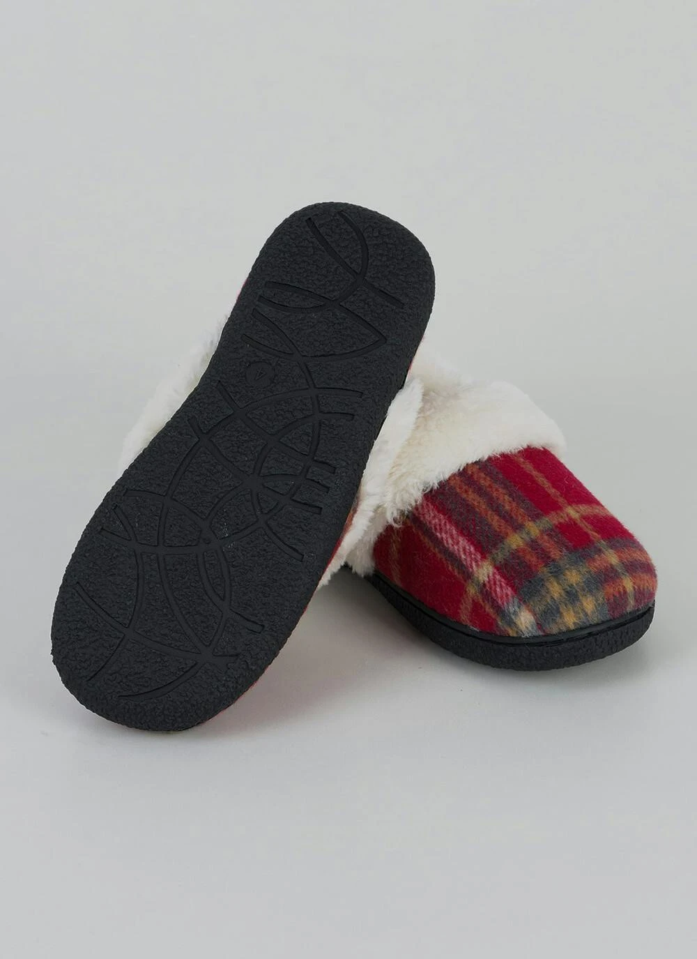 Comfy Faux Fur Lined Check Full Slippers 5 Comfy Faux Fur Lined Check Full Slippers - Image 3