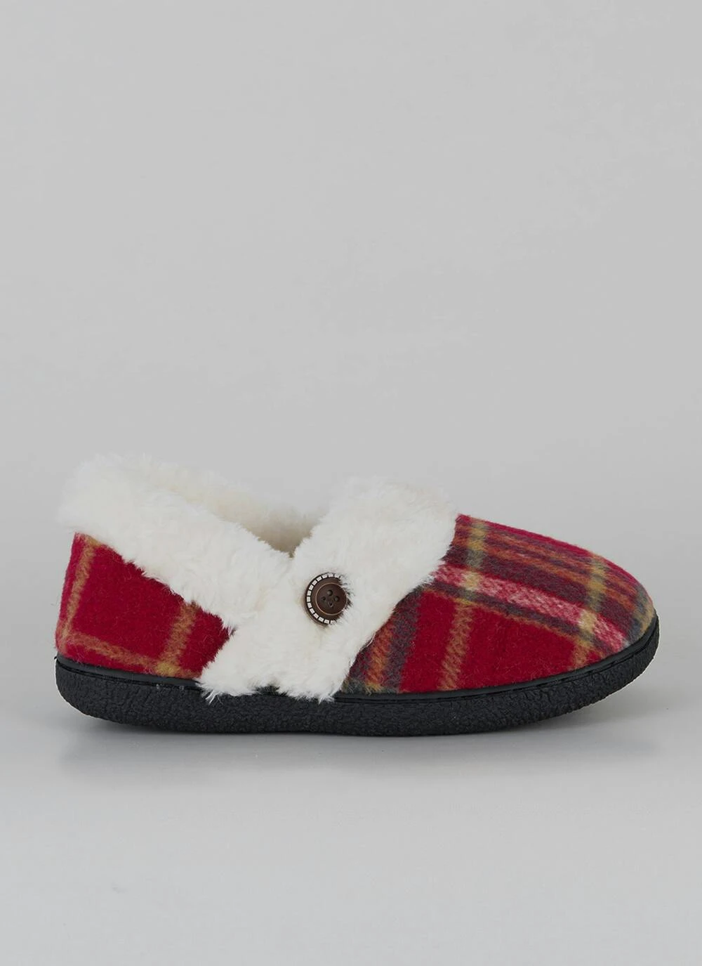 Comfy Faux Fur Lined Check Full Slippers 4 Comfy Faux Fur Lined Check Full Slippers - Image 2