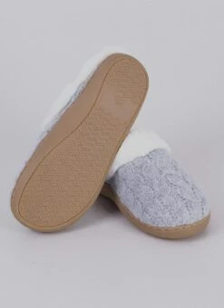 Comfy Faux Fur Lined Cable Mule Slippers -Casual Outfits Store 64598pvl 6d9dc35f04521f7