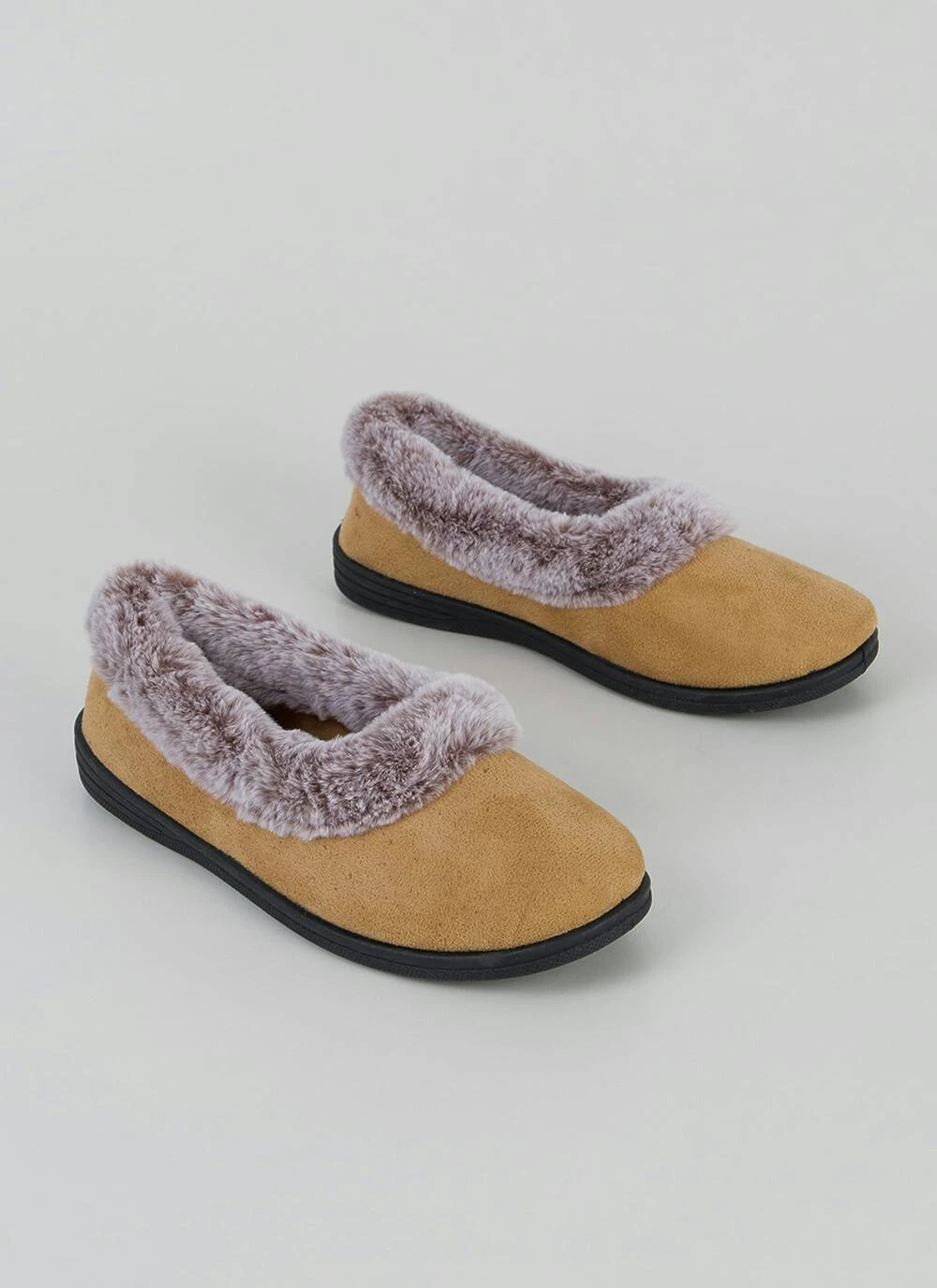 Comfy Faux Fur Lined Suedette Full Slippers 3 Comfy Faux Fur Lined Suedette Full Slippers