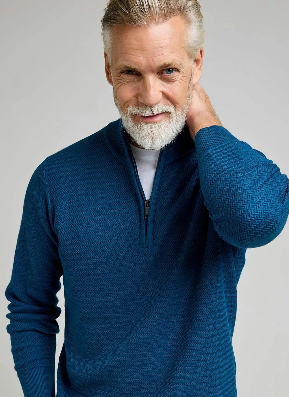 Cotton Rich Zip Neck Textured Jumper 4 Cotton Rich Zip Neck Textured Jumper - Image 2