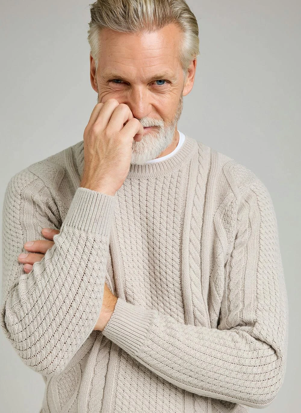 Cable Knit Crew Neck Jumper With Wool 4 Cable Knit Crew Neck Jumper With Wool - Image 2