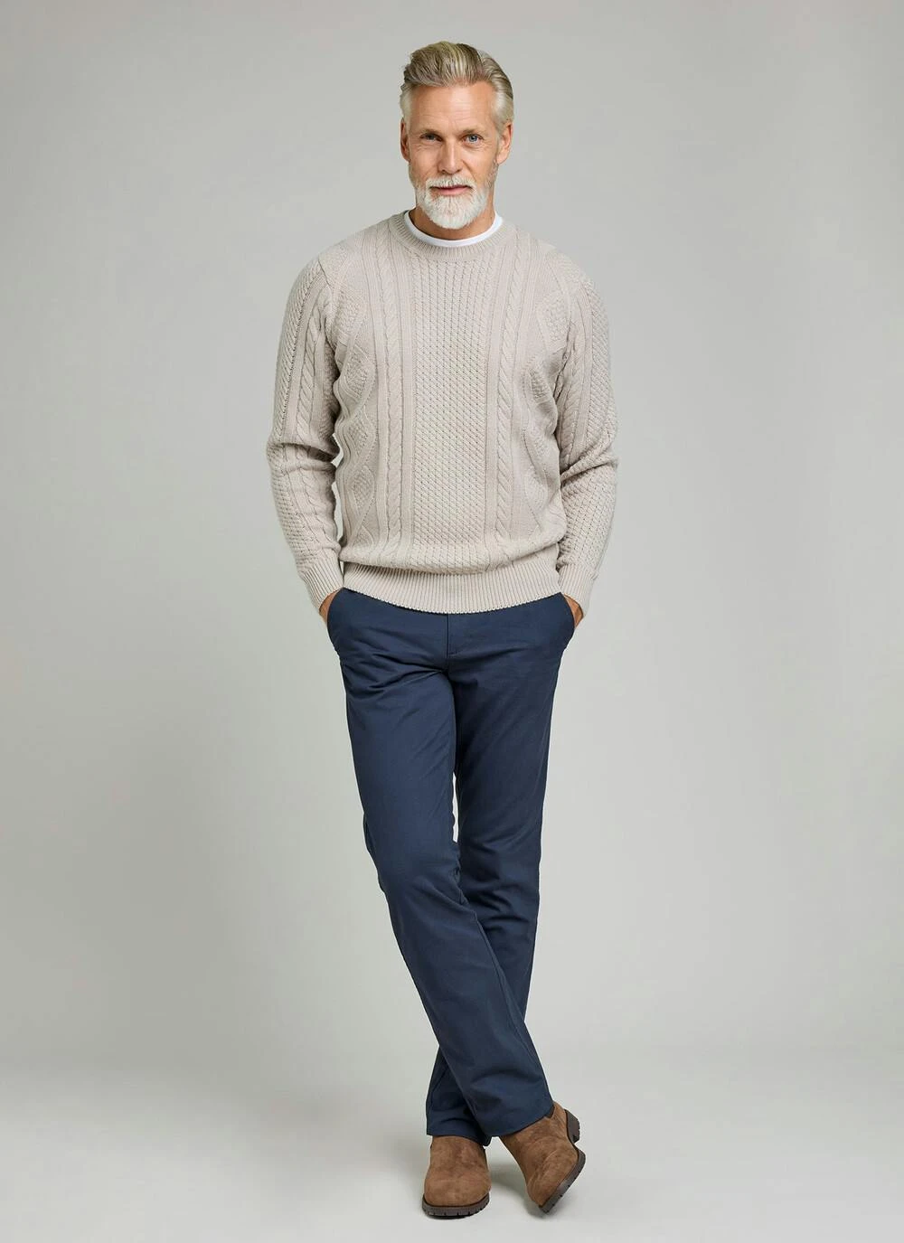 Cable Knit Crew Neck Jumper With Wool 5 Cable Knit Crew Neck Jumper With Wool - Image 3