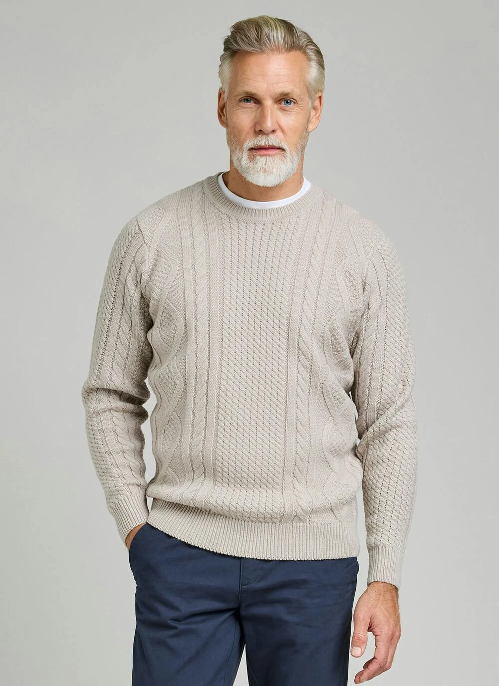 Cable Knit Crew Neck Jumper With Wool 3 Cable Knit Crew Neck Jumper With Wool