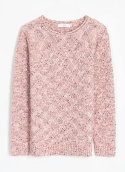 Lattice Nep Knit Crew Neck Jumper -Casual Outfits Store 65579pvl d4d89f668d09ef0