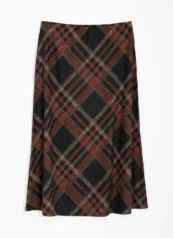 Warm Handle Checked Midi Skirt -Casual Outfits Store 65619pvl 7b8d74a3b8ce106