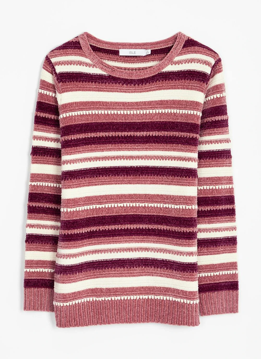 Chenille Striped Crew Neck Jumper 6 Chenille Striped Crew Neck Jumper - Image 4