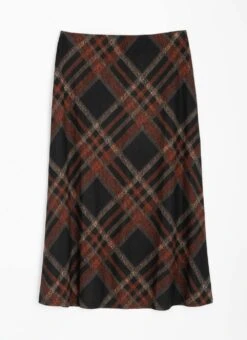 Warm Handle Checked Midi Skirt -Casual Outfits Store 65656pvl b33c7abb5170807