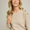 Soft Touch Button Detail Crew Neck Jumper -Casual Outfits Store 65692pvl 156c461f28ed6e5