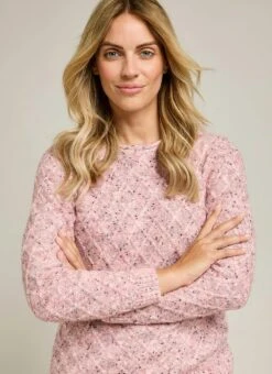 Lattice Nep Knit Crew Neck Jumper -Casual Outfits Store 65731pvl d4626fc49f83679