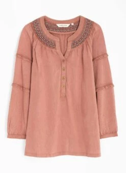 Embroidered Shirred Neck Blouse -Casual Outfits Store 65795pvl 9e65d7fae522b6c