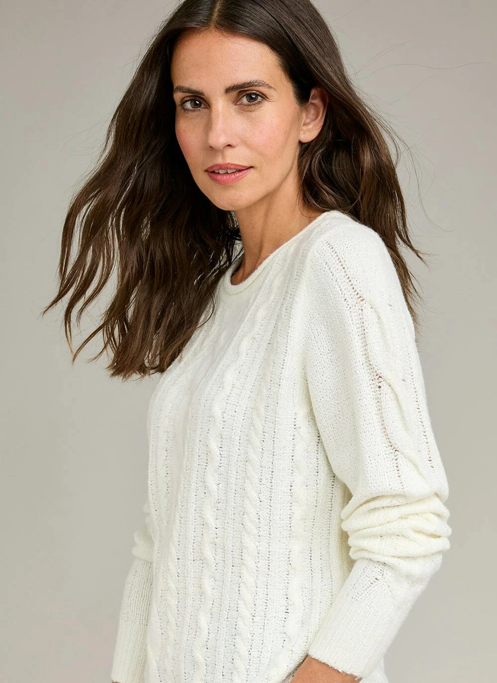 Wool Blend Cable Knit Crew Neck Jumper 4 Wool Blend Cable Knit Crew Neck Jumper - Image 2