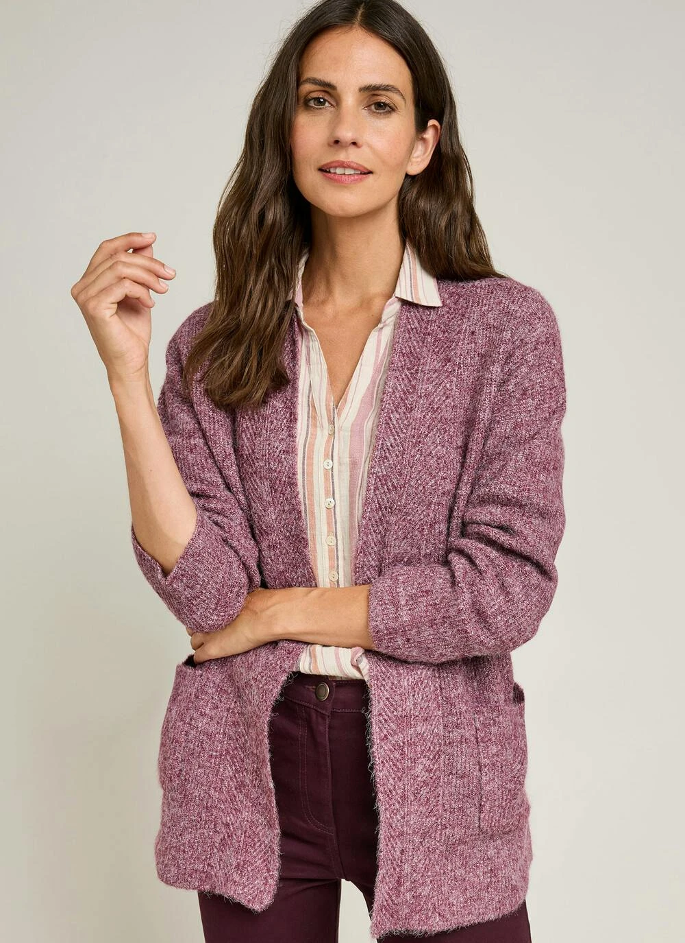 Wool Blend Ribbed Edge To Edge Cardigan 3 Wool Blend Ribbed Edge To Edge Cardigan