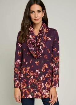 Soft Touch Border Print Snood Tunic -Casual Outfits Store 66477pvl 7ae58061635a86c