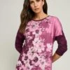 Floral Placement Print Top -Casual Outfits Store 66497pvl 10332119695a21c