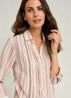 Pure Cotton Pintuck Stripe Blouse -Casual Outfits Store 66500pvl f57999dafef1322