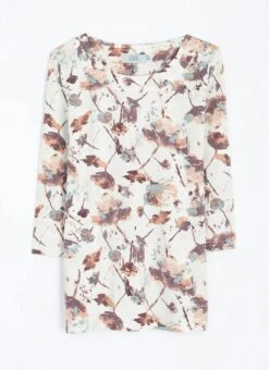 Soft Touch Pearl Trim Print Top -Casual Outfits Store 66569pvl 62b8c02d3d11b18